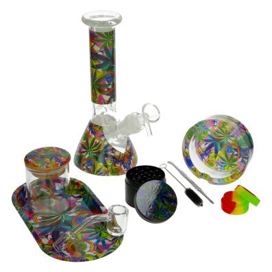 COFFRET BANG EN VERRE MULTI ACCESSOIRES LEAF HEMP COLORFUL