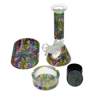 COFFRET BANG EN VERRE MULTI ACCESSOIRES LEAF HEMP COLORFUL